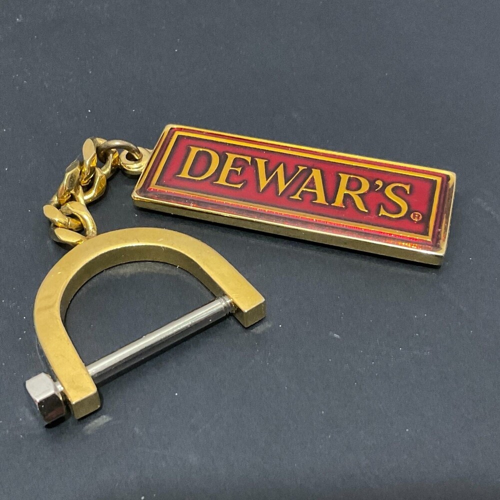 Vintage Dewar's White Label Enamel Keychain - Dewar's Whiskey